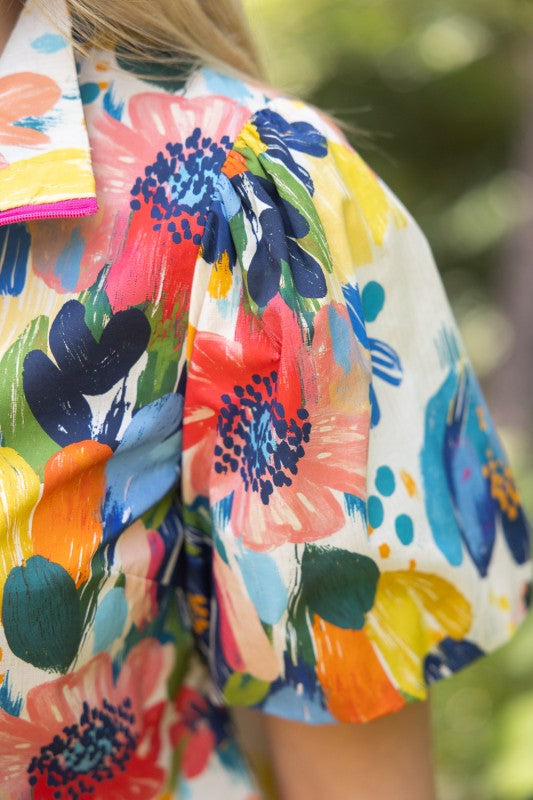 36699 Watercolor Floral Print Top
