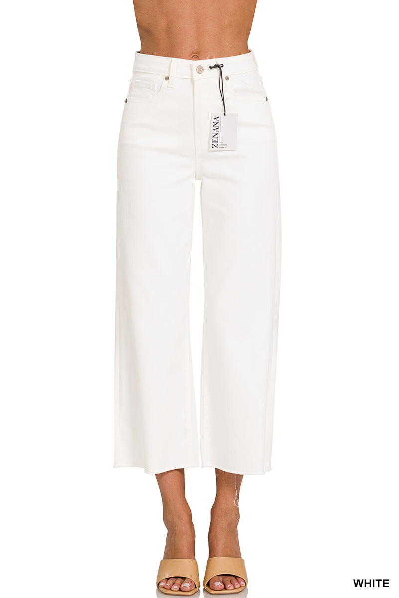 DOP-1977WH High Rise Cropped Wide Leg Pants