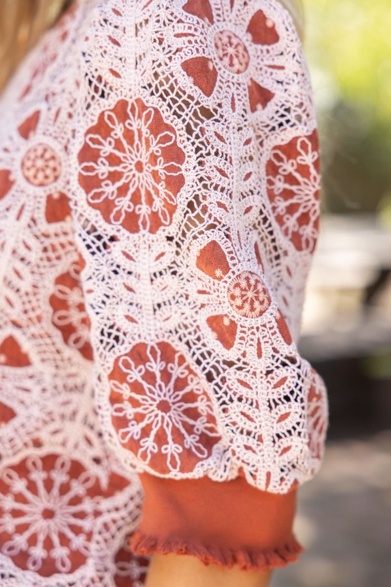 36772 Floral Crochet Top