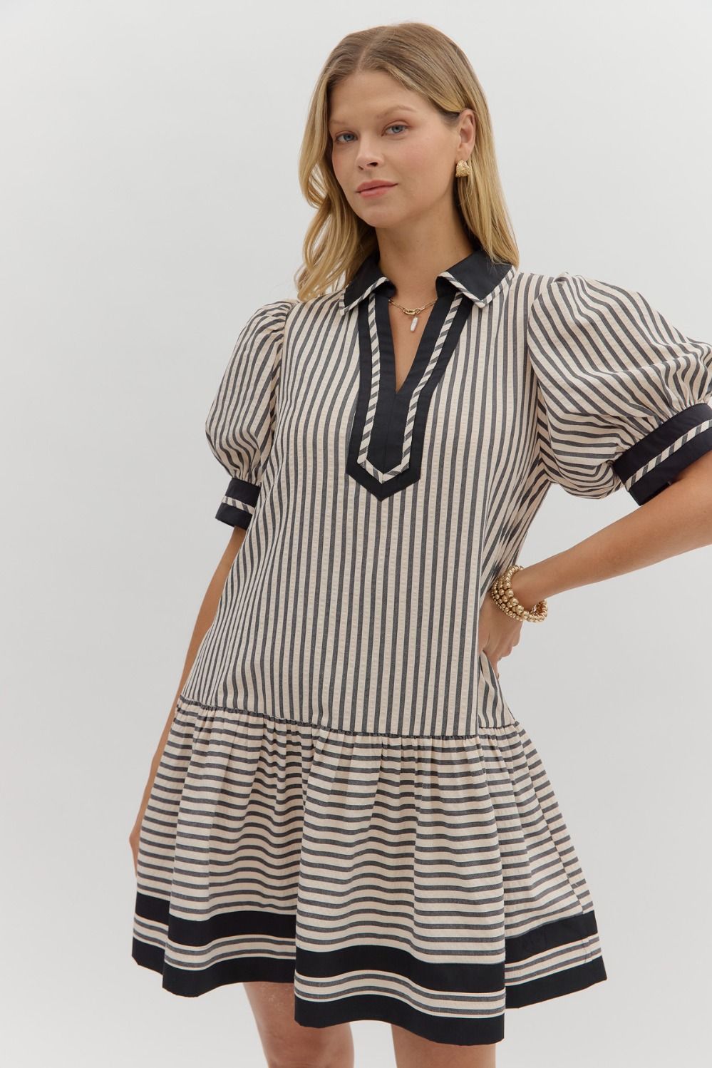 D27123 Textured Stripe Pattern Dress