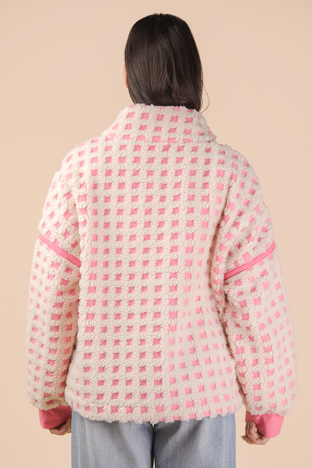NJ90436 Checker Fleece Jacket