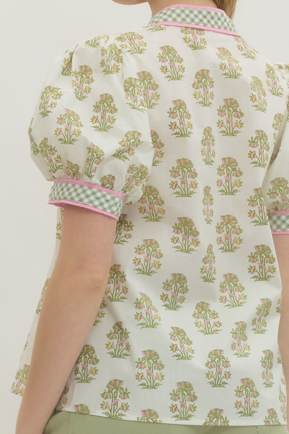 T29707 Floral Puff Sleeve Top