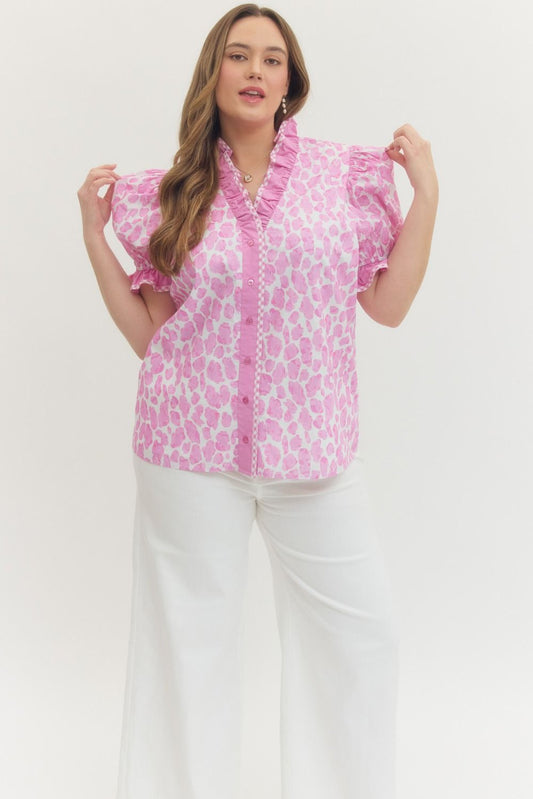 T29991P Curvy Abstract Leopard Print Top