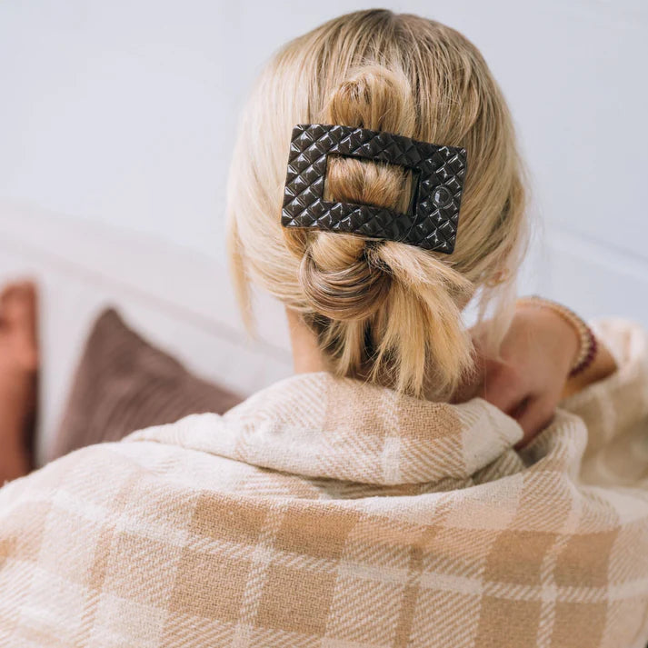 TELETIES Medium Quilted Flat Rectangle Hair Clip