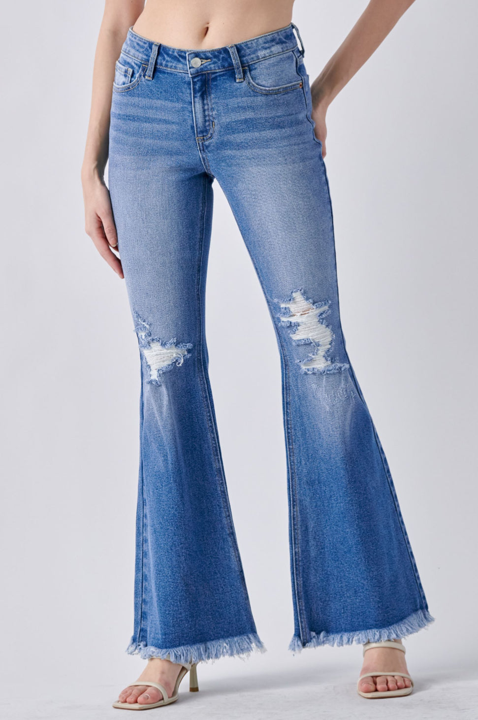 AB38296MD Mid Rise Super Flare Jeans