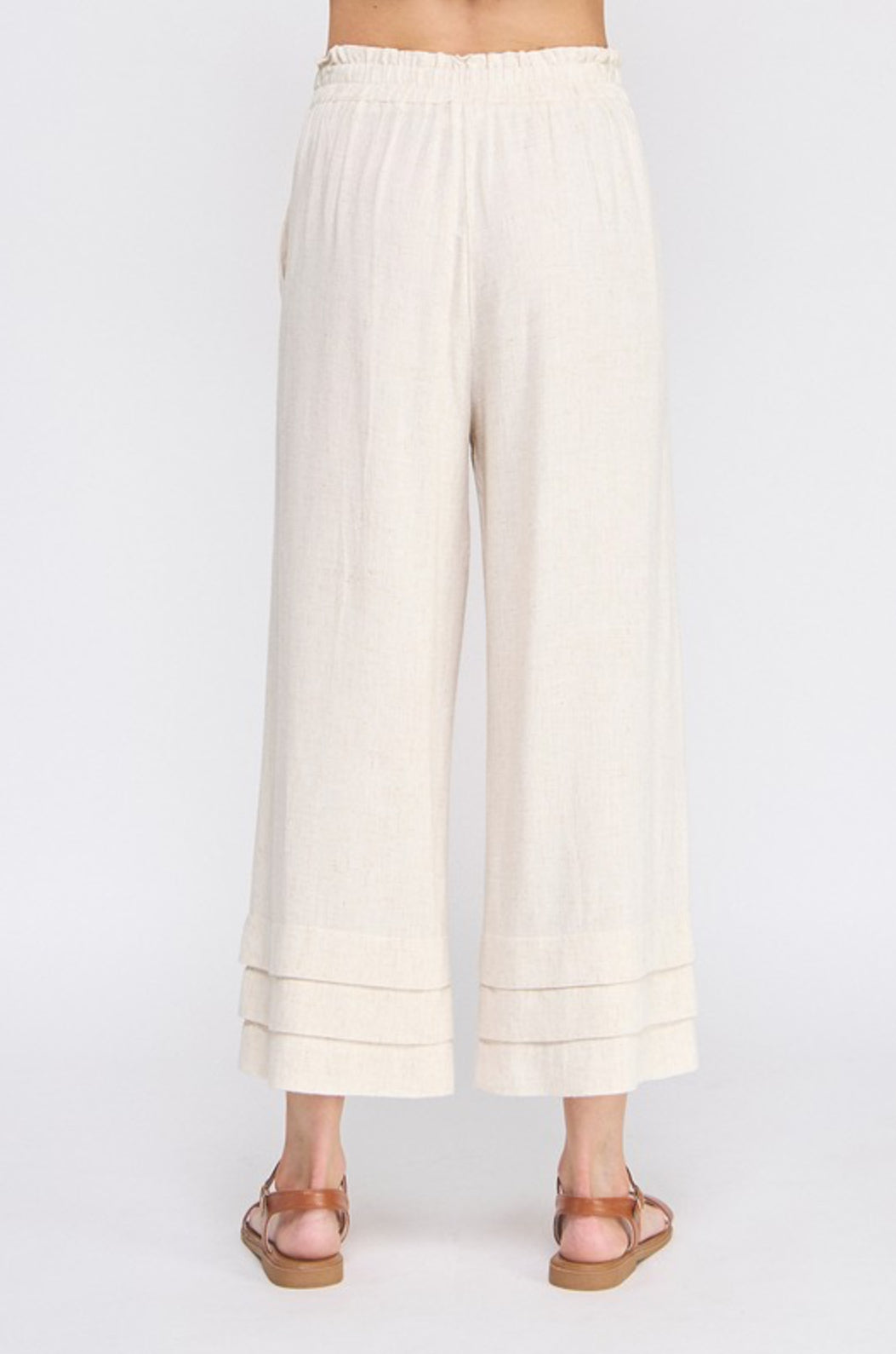 AP9007 Ruffle Hem Linen Pants