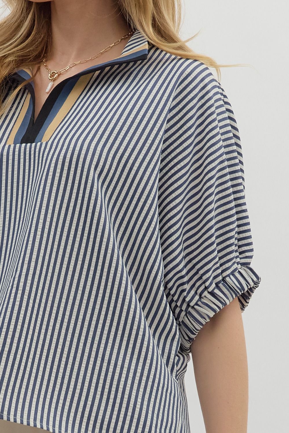 T25970 Stripe Pattern Dolman Top