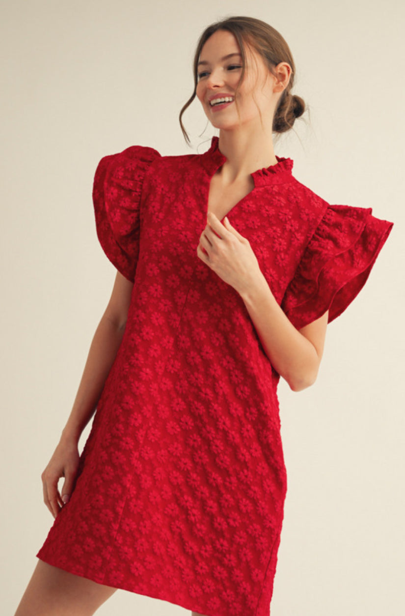 G13075 Floral Embroidered Dress