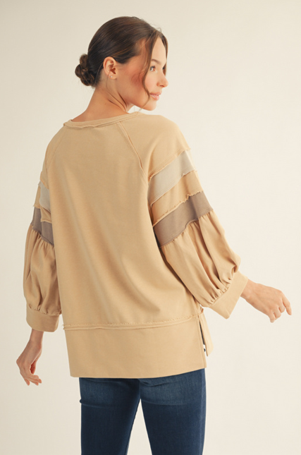 R42058 3/4 Raglan Sleeve Casual Top