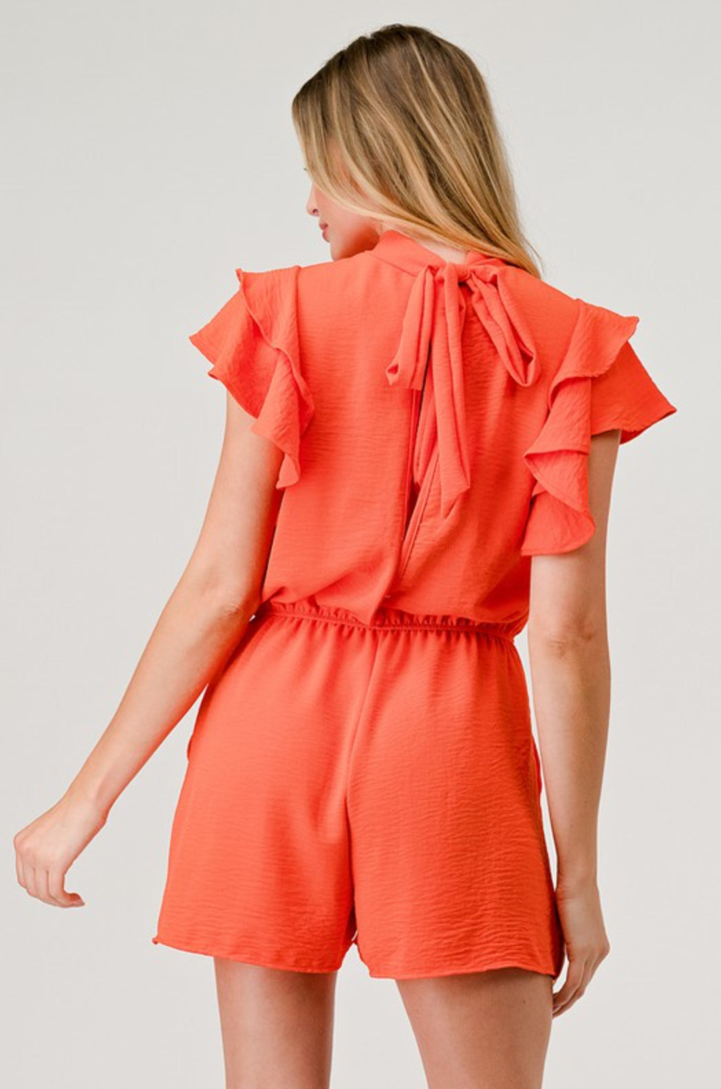 Tara Mock Neck Ruffle Sleeve Romper