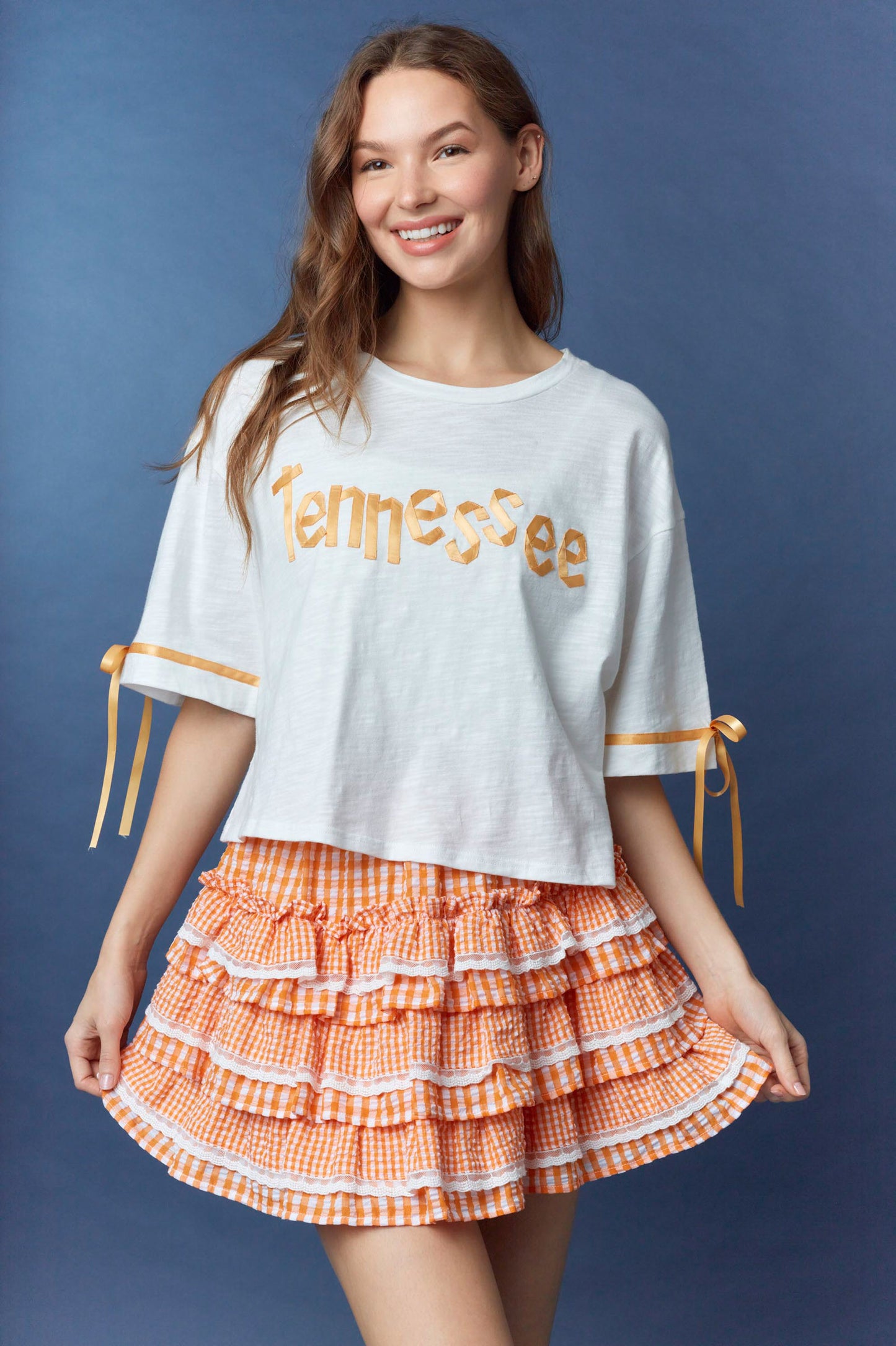 IS800892-02 Gingham Tiered Mini Skirt