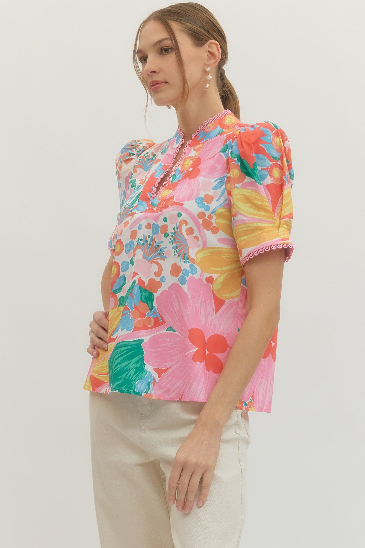 T29839 Floral Print Top