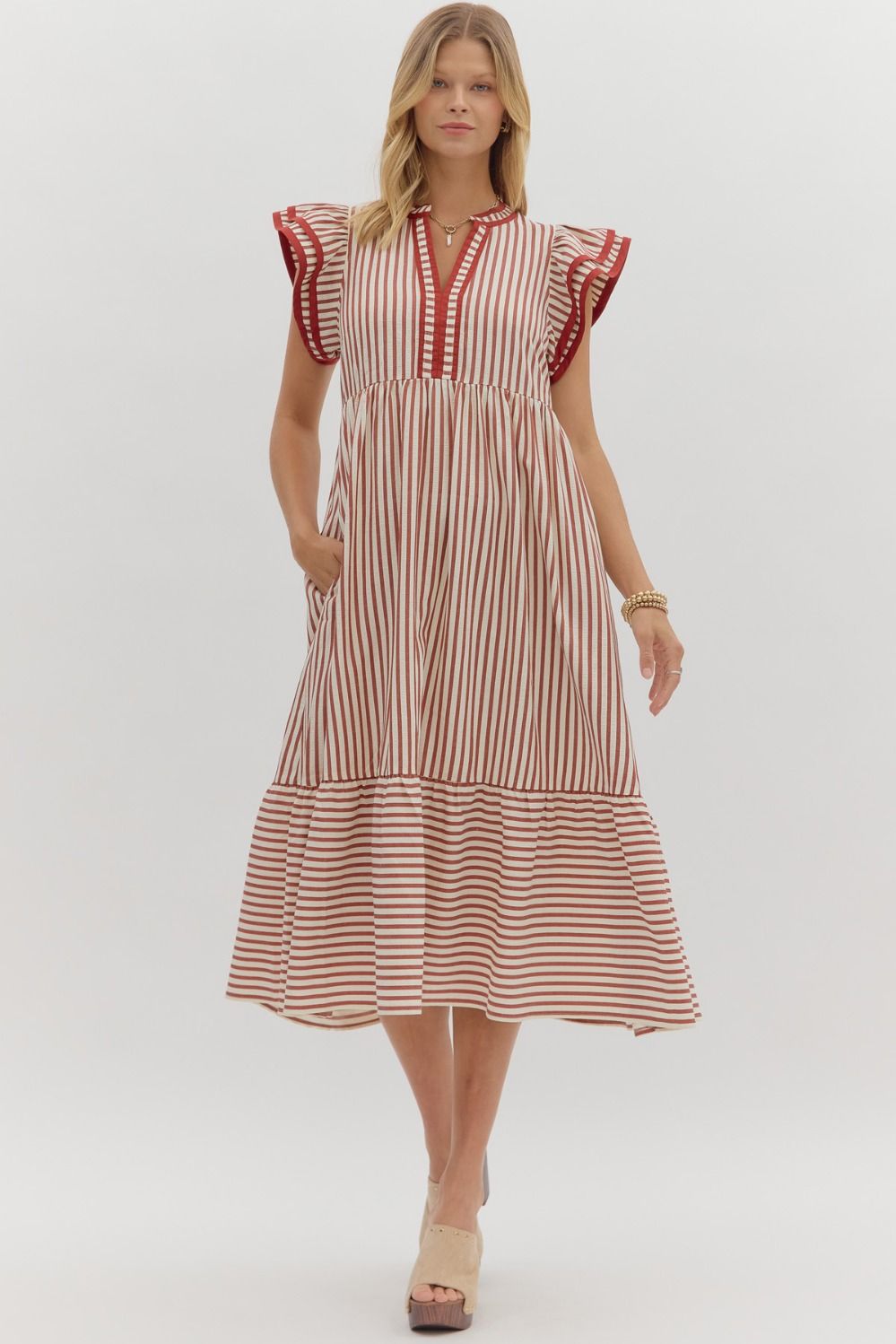 D26444 Textured Stripe Pattern Dress