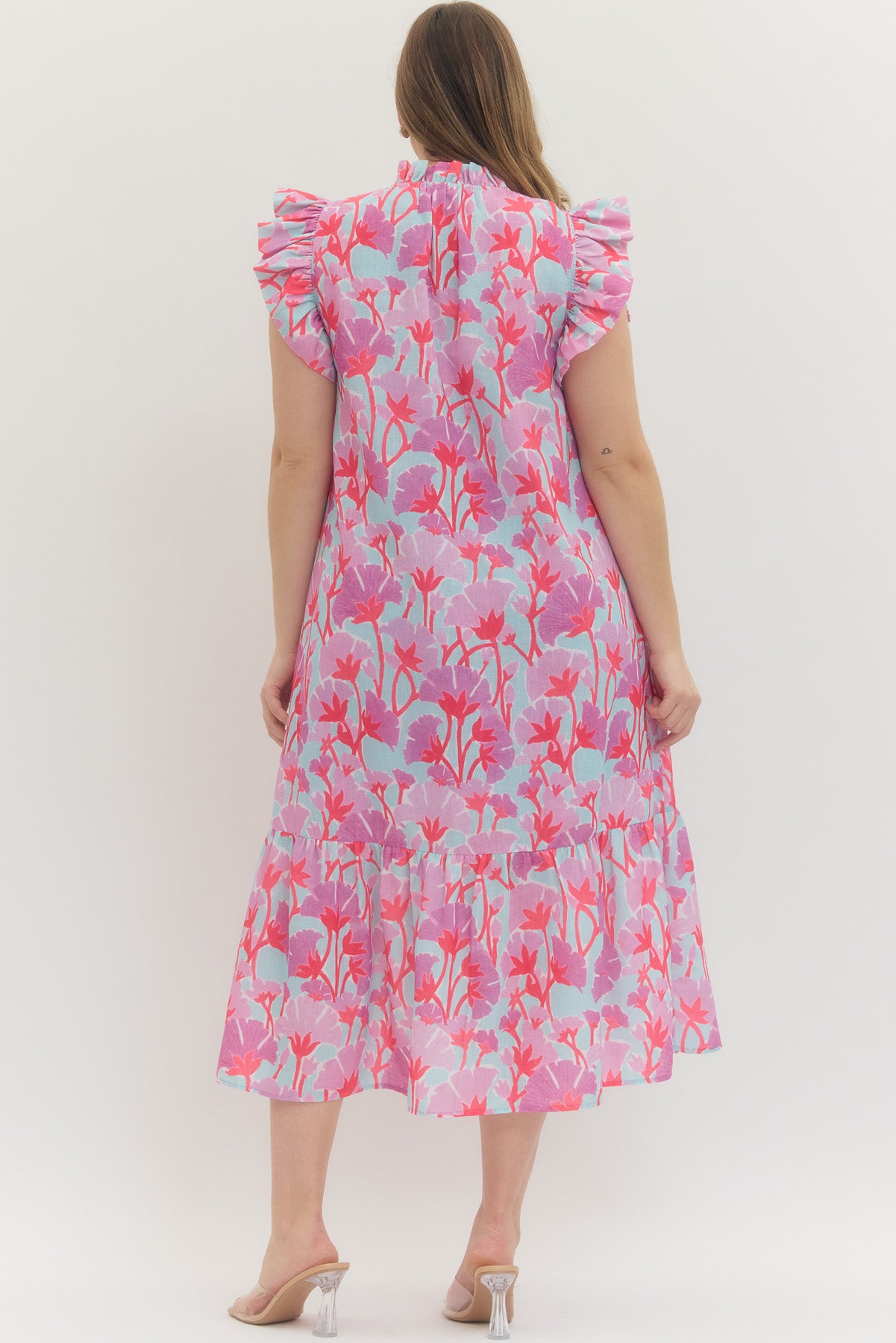 D30652P Curvy Floral Midi Dress