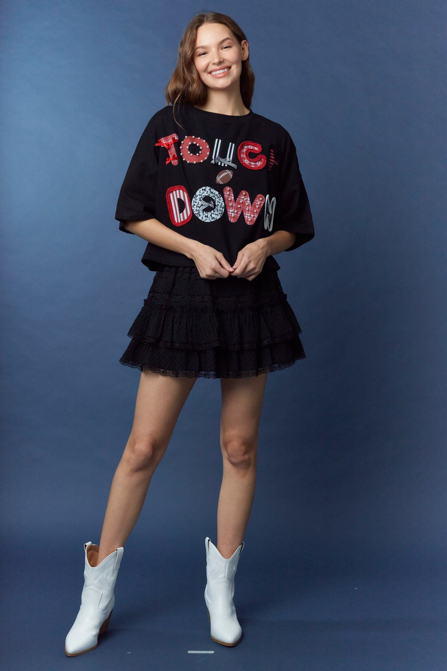 IKT39652-05 Touchdown Oversized Cropped Tee