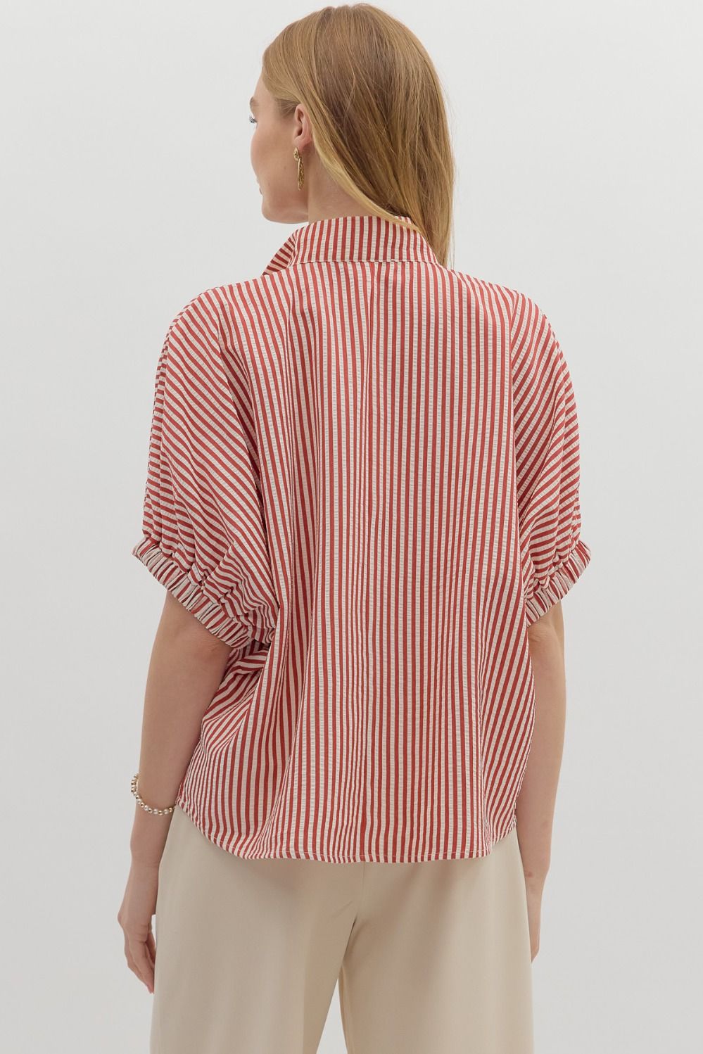 T25970 Stripe Pattern Dolman Top
