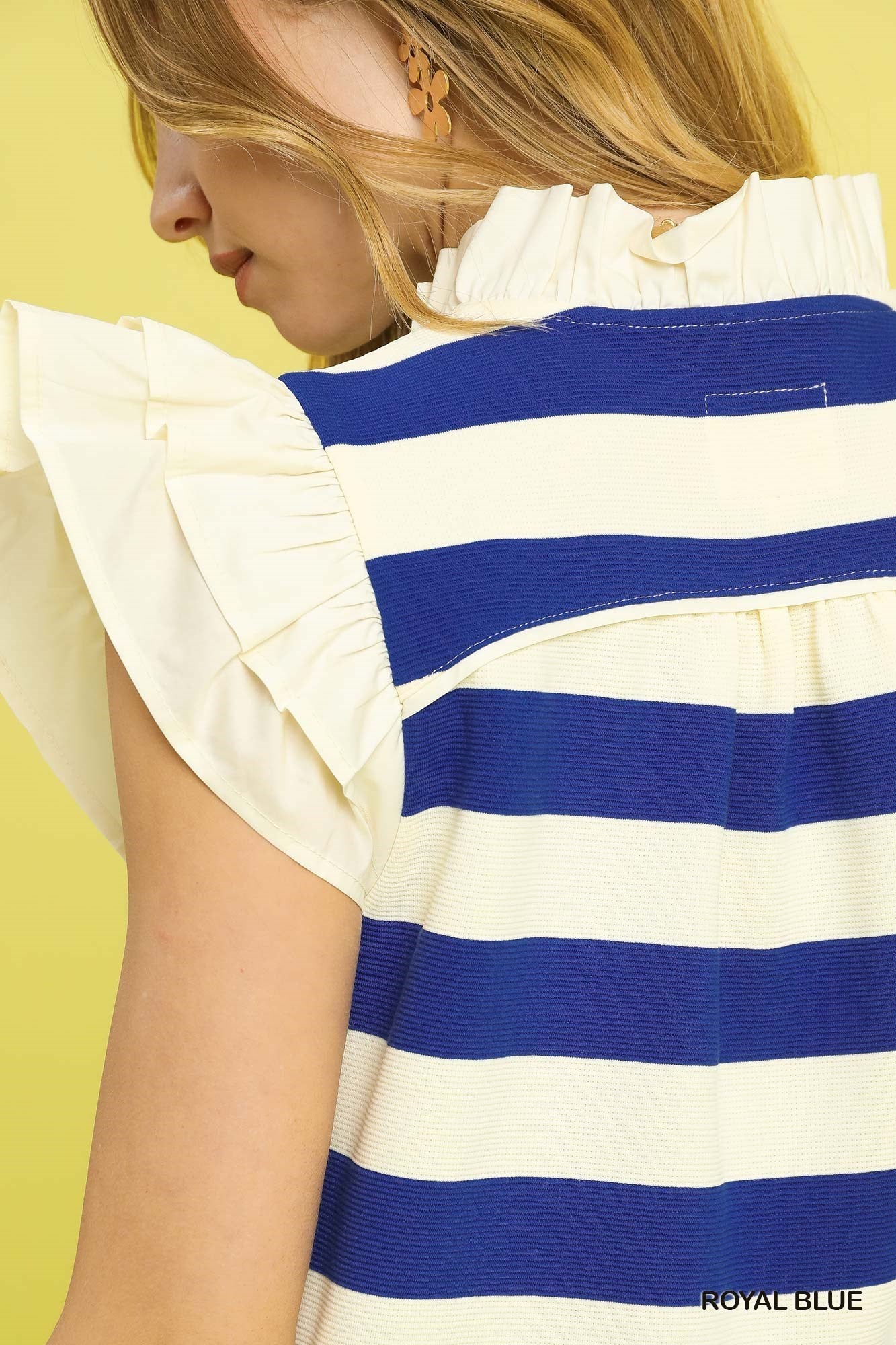 K0088 Puff Sleeve Striped Mini Dress