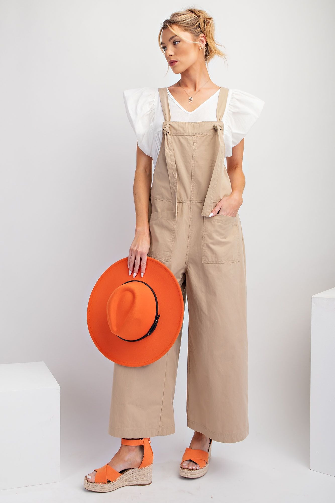 EB55906 Wide Leg Parachute Jumpsuit