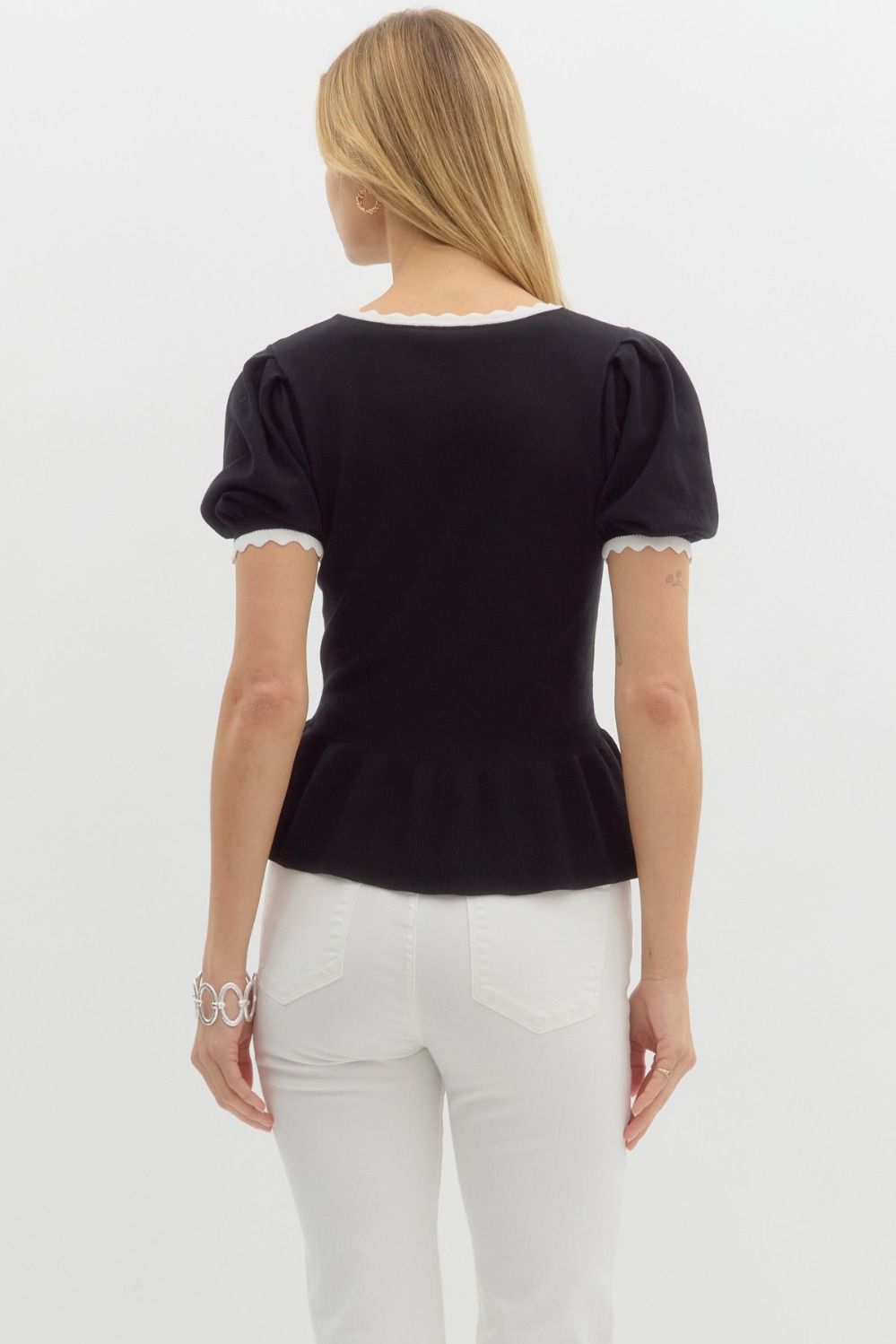 T26210 Solid Peplum Top
