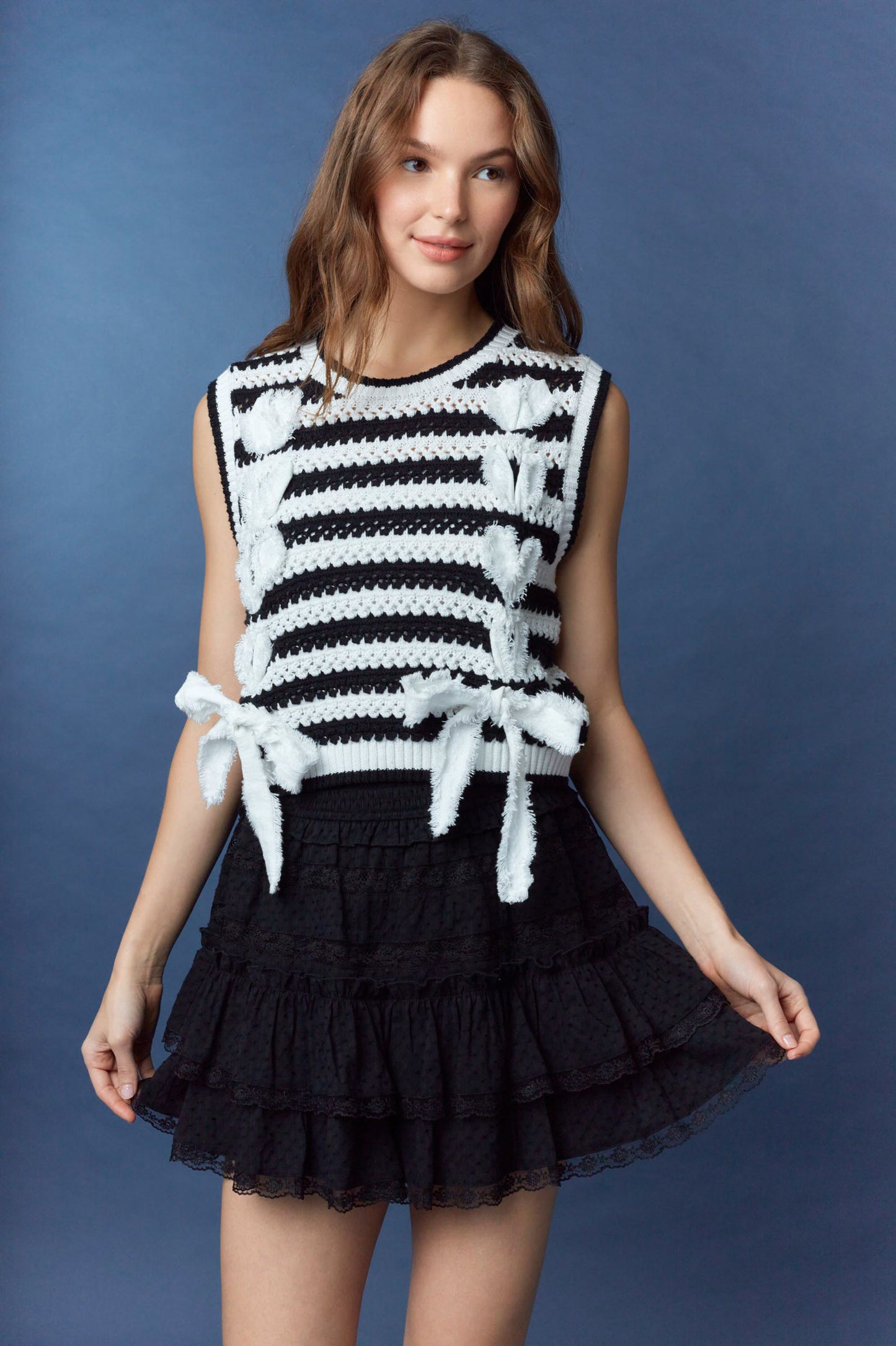 IKT800864-02 Frayed Twill Sweater Vest
