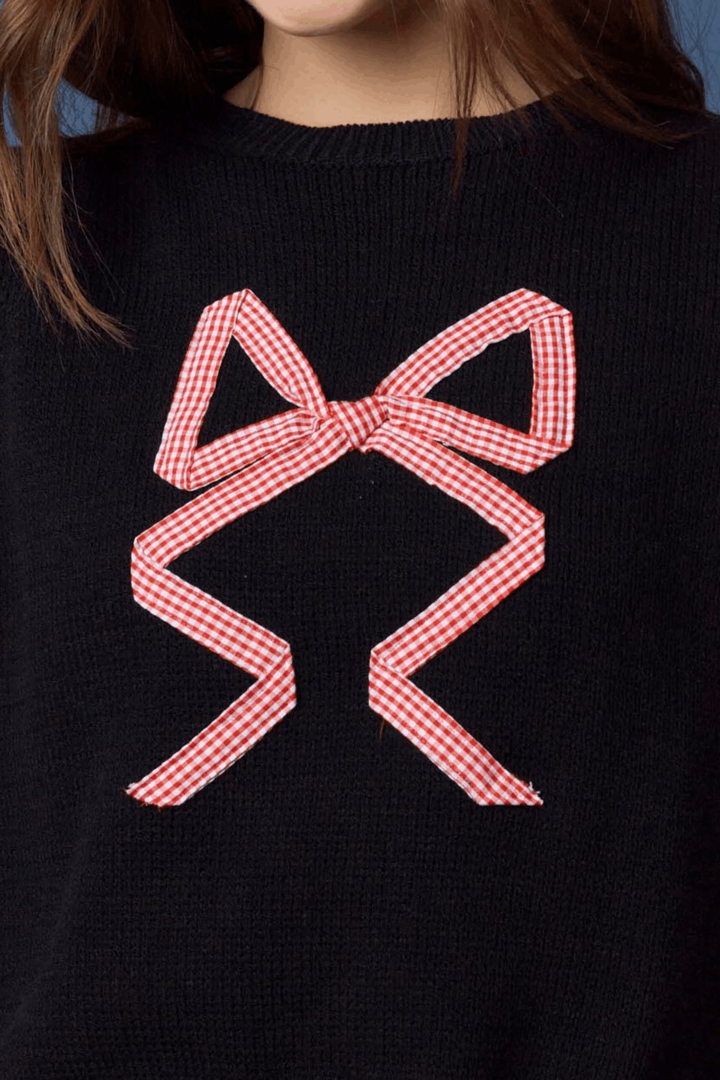 IKT300185-01 Gingham Bow Detail Sweater Vest