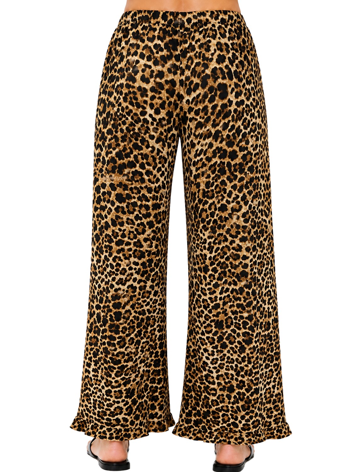 6P1534AN-PLUS Curvy Leopard Print Ruffle Hem Pants