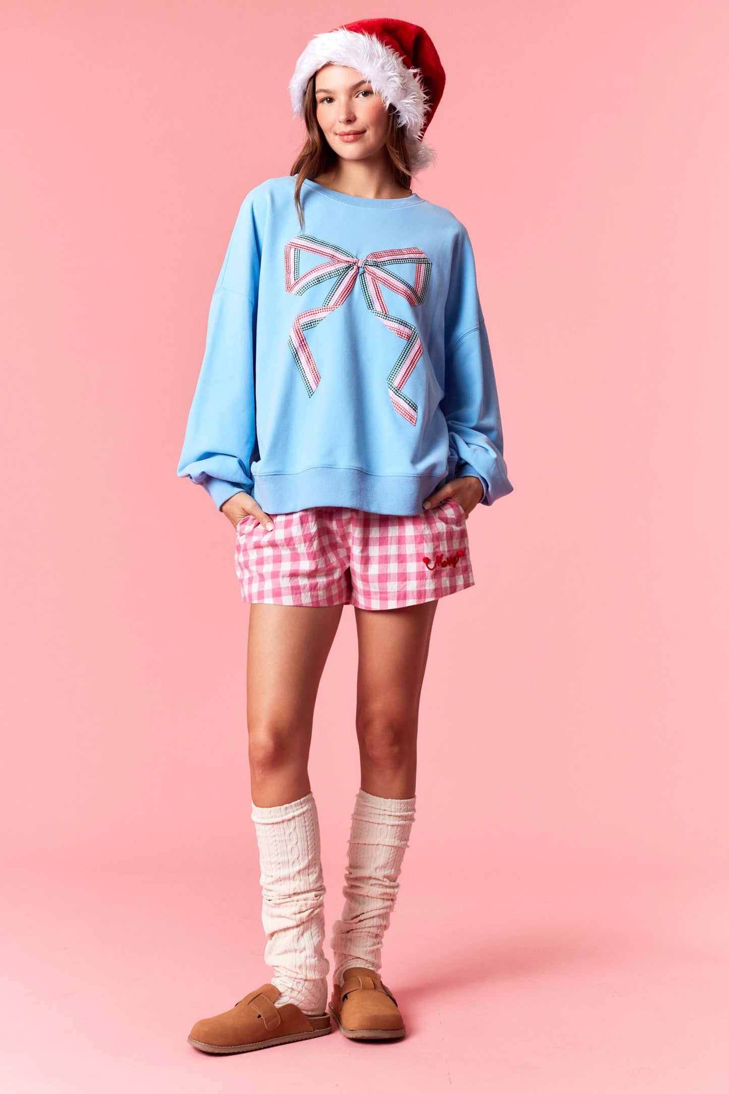 IKT300394-02 Gingham Bow Detail Sweatshirt
