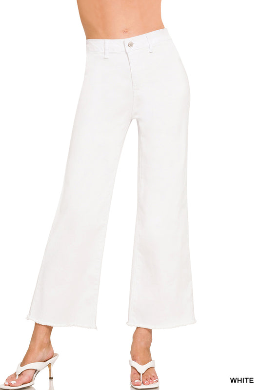 DMP-1856A Frayed Cutoff Hem Wide Pants