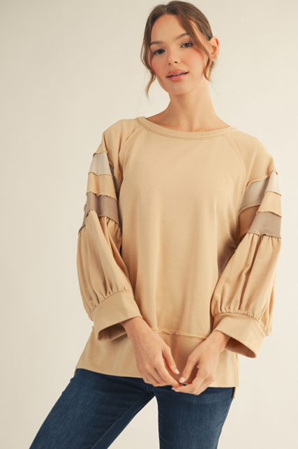 R42058 3/4 Raglan Sleeve Casual Top