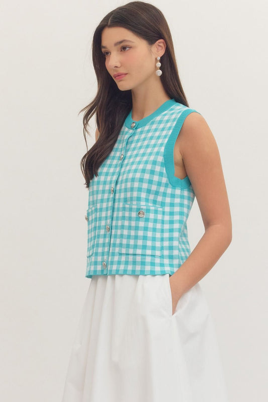 T30793 Gingham Sleeveless Top
