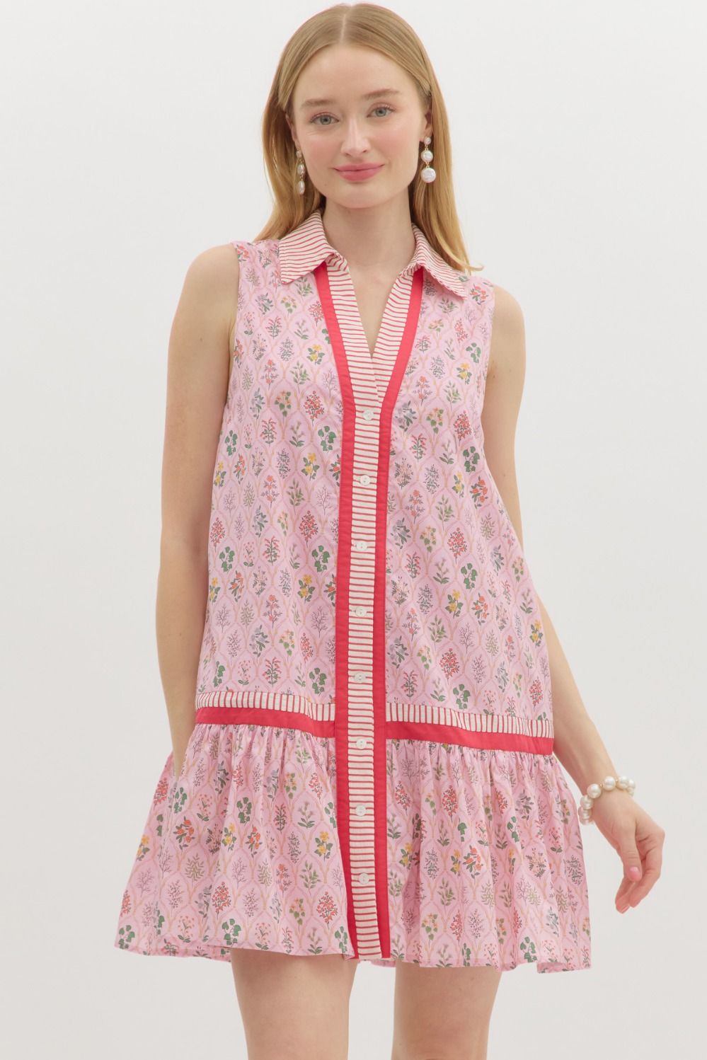 D26512 Floral Print Sleeveless Dress