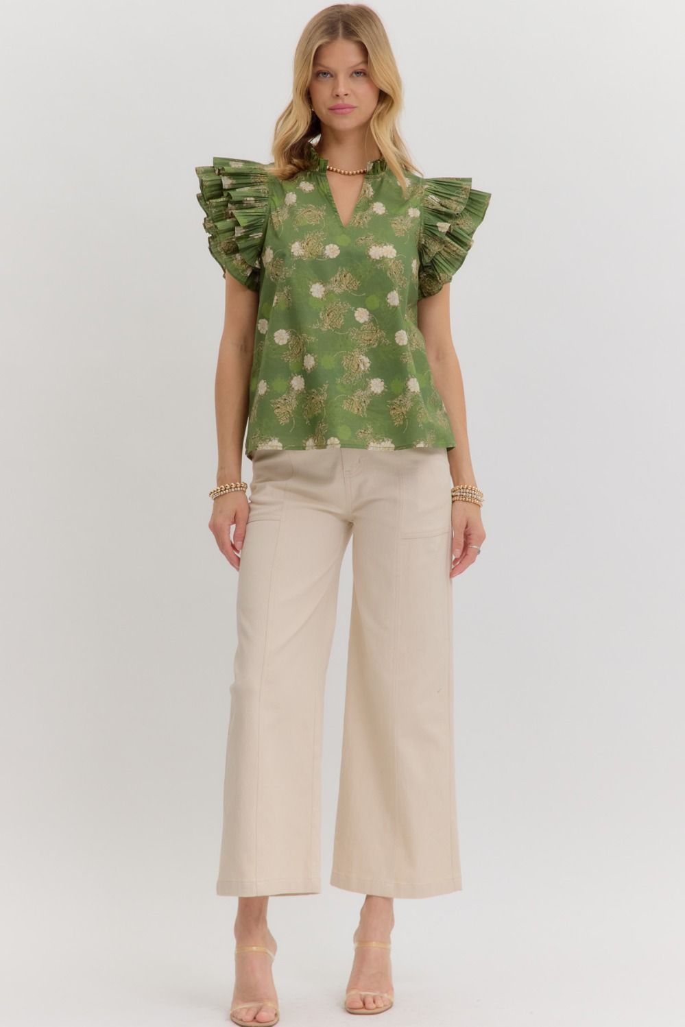 T27239 Vintage Floral Print Top