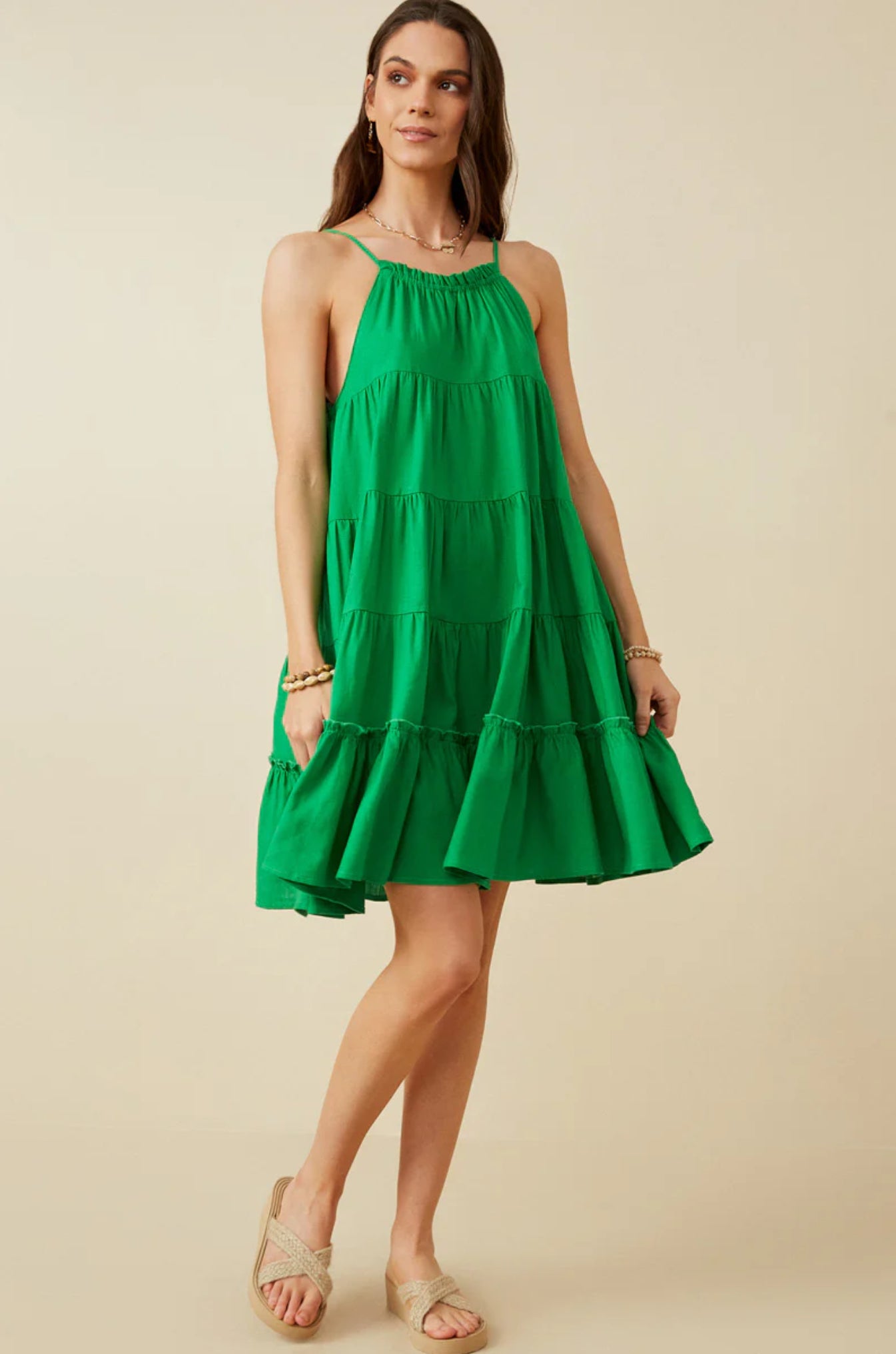 HY7188 Tiered Ruffle Cami Dress