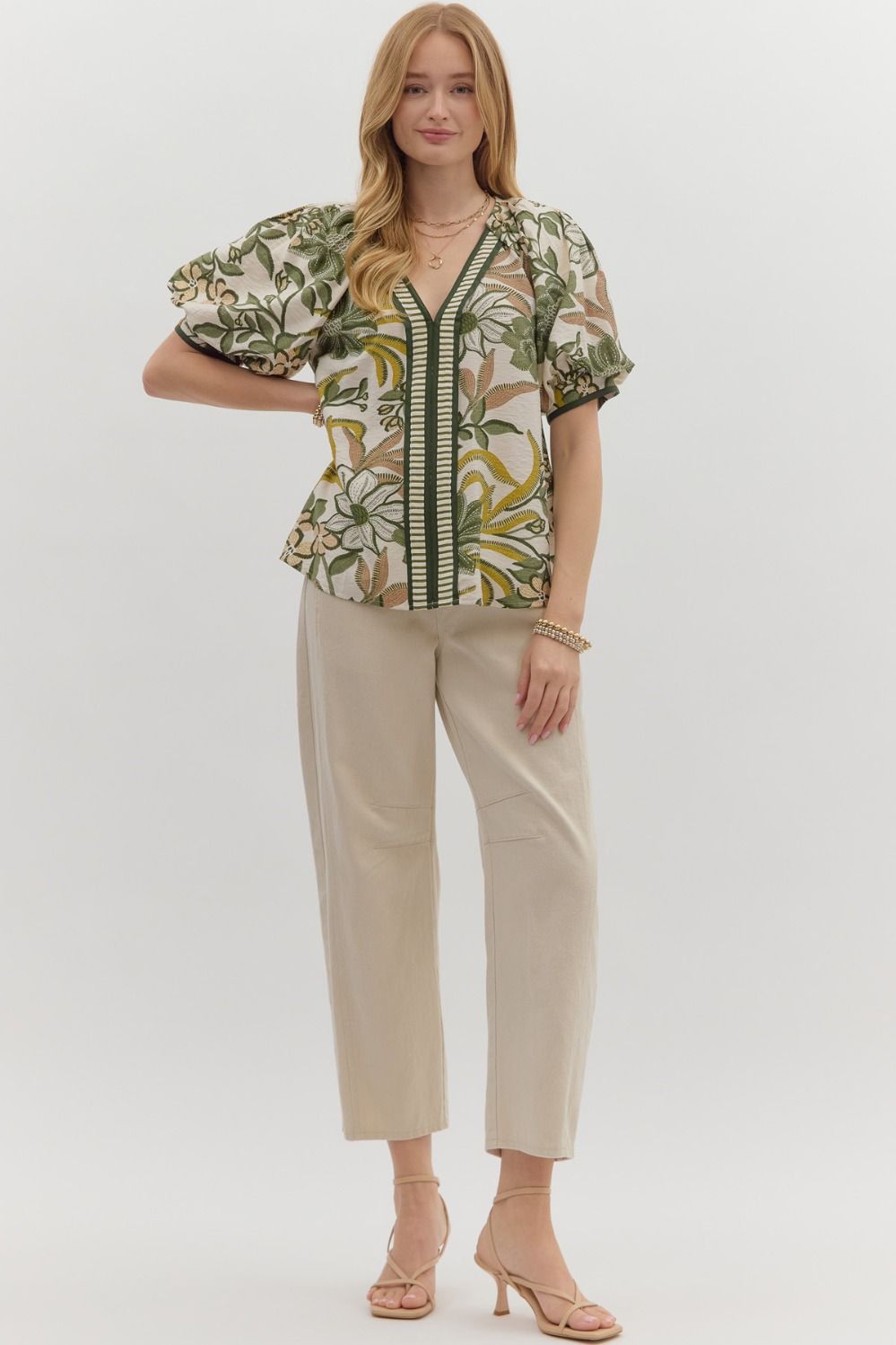 T27414 Botanical Print Top