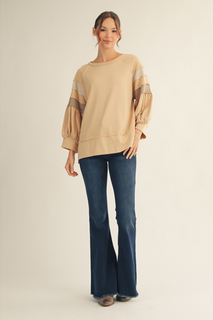 R42058 3/4 Raglan Sleeve Casual Top