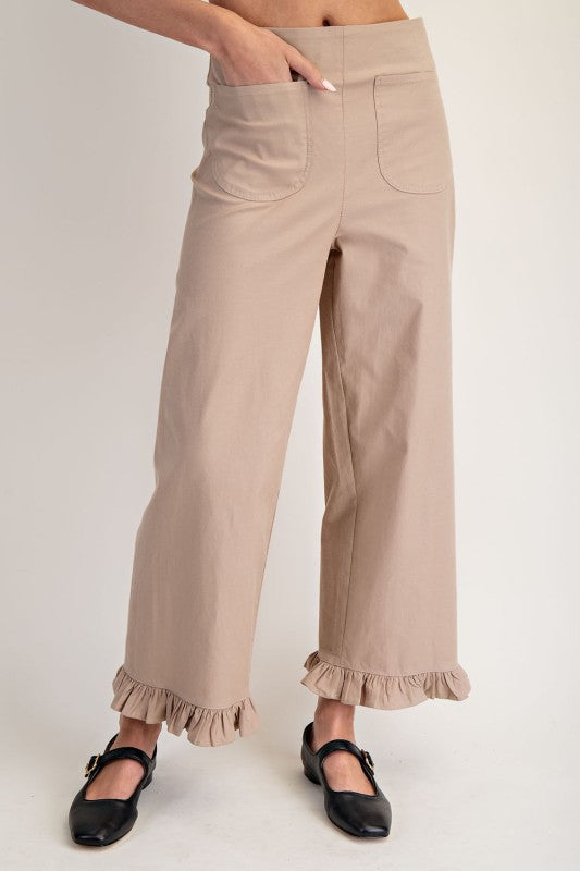 PK14534 Straight Leg Ruffled Hem Pants