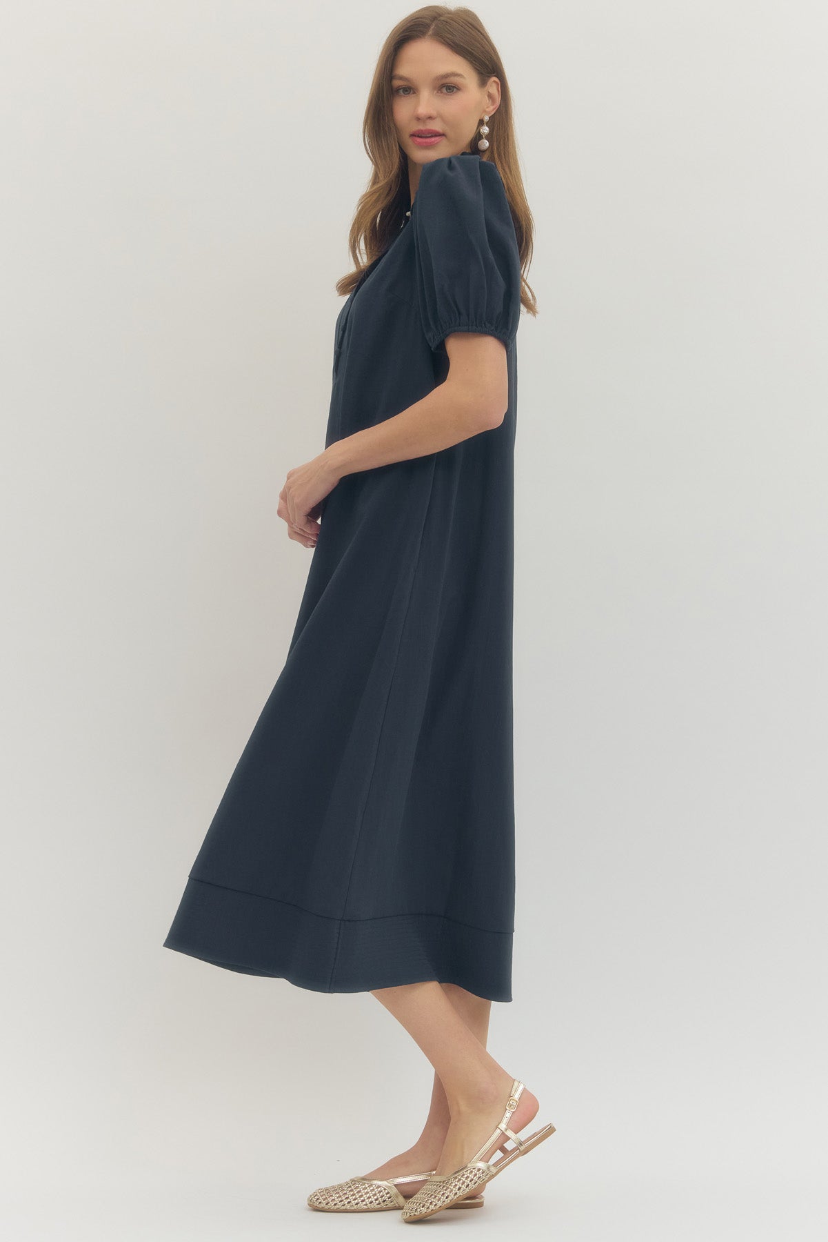 D30655 Solid Midi Dress