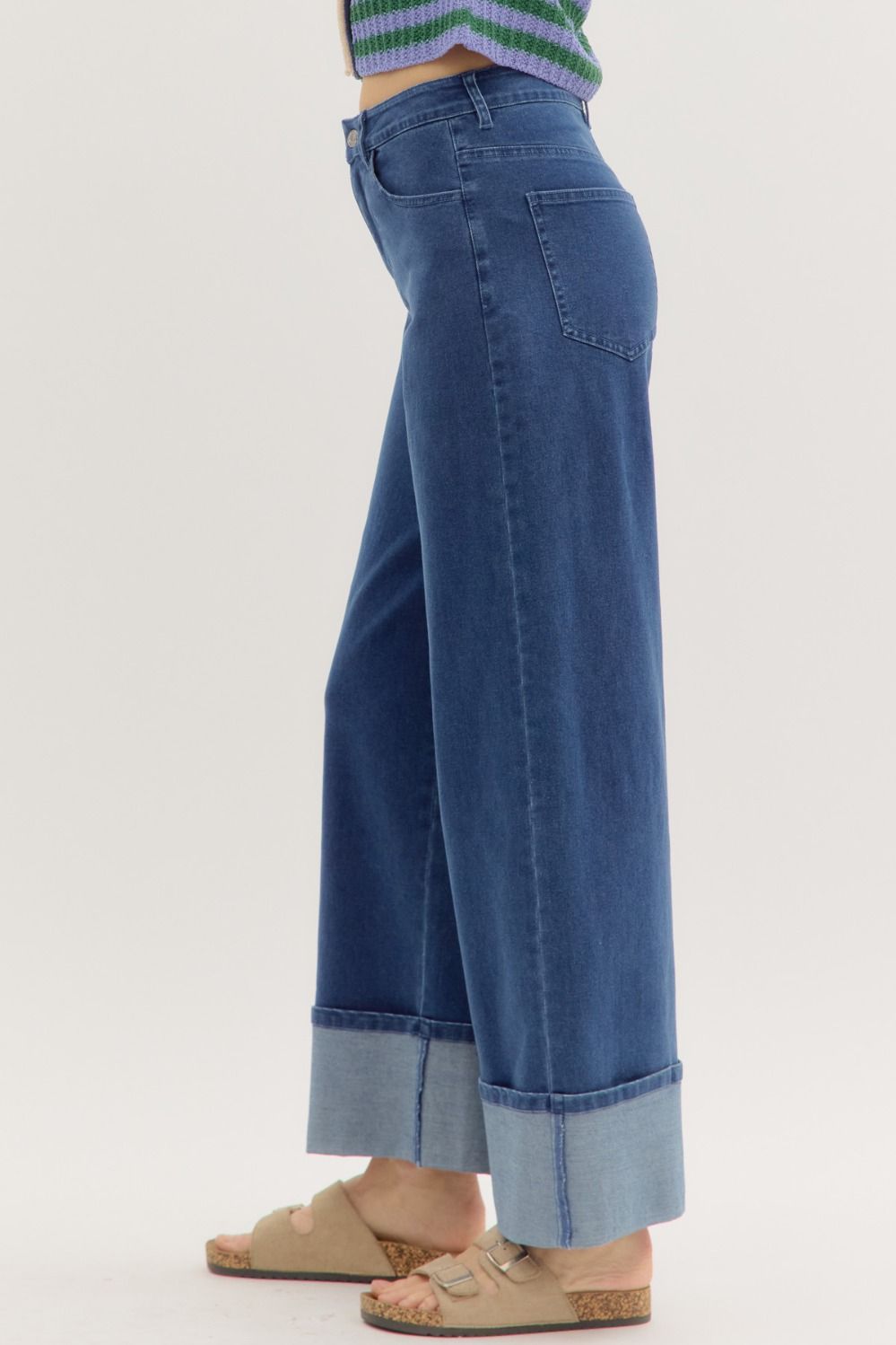 P26465 Cuff Hem Ankle Length Jeans
