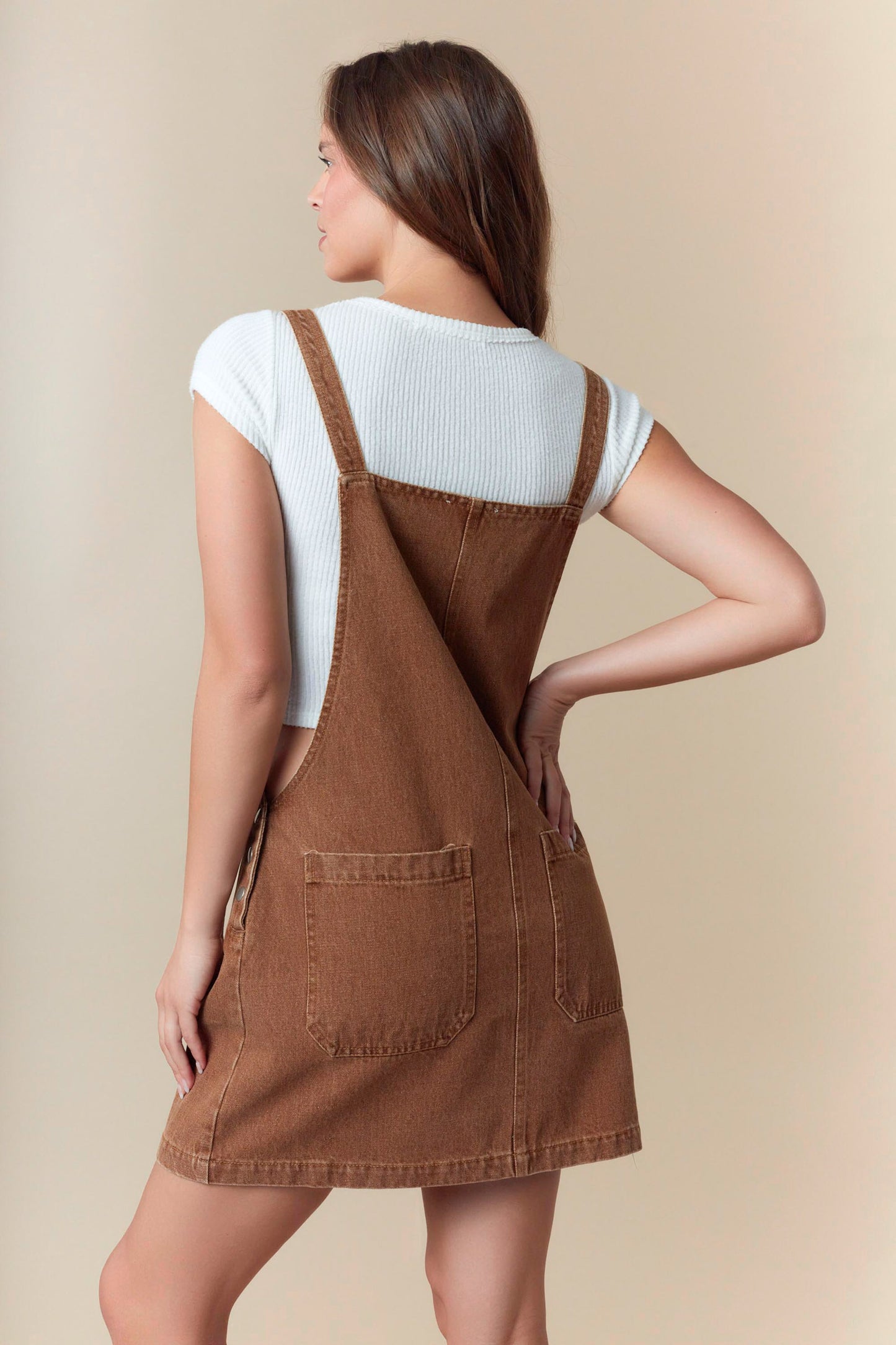 IFD65391-01 Ribbon Front Overall Dress