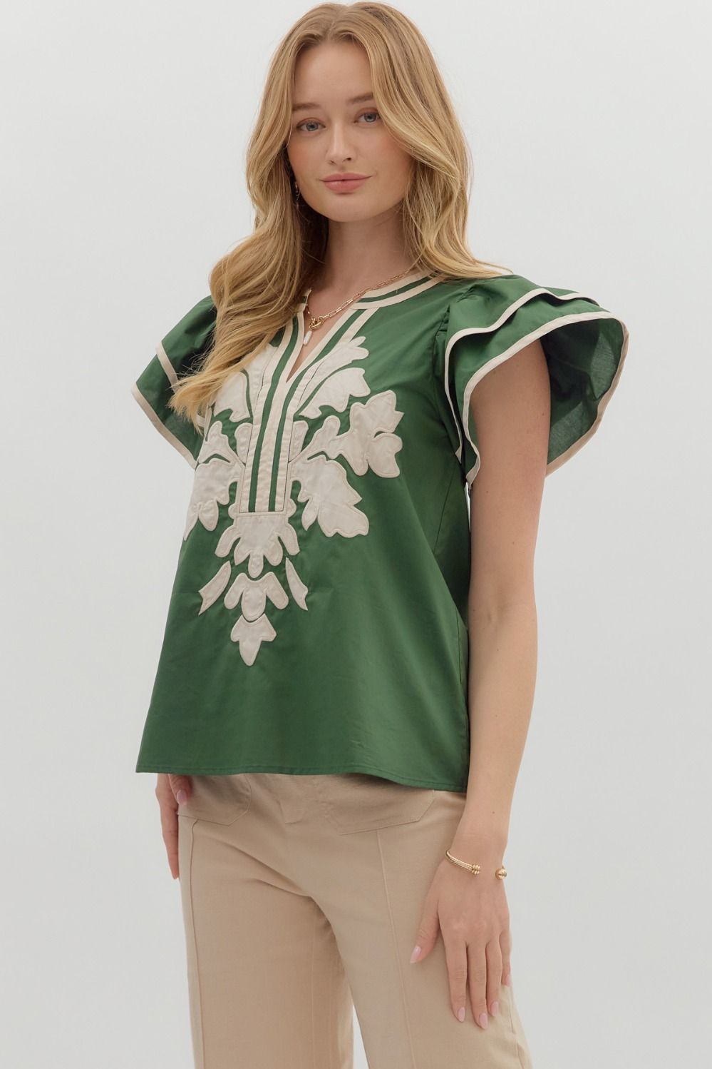 T27586 Flutter Sleeve Top
