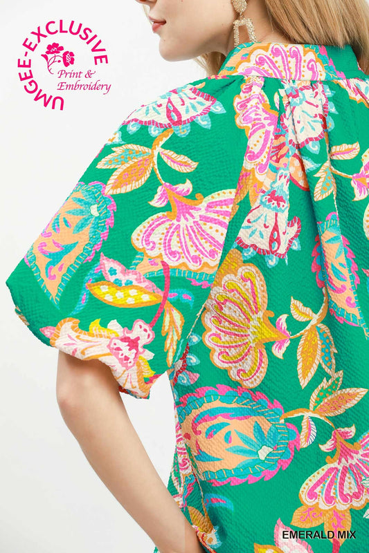D1131 Mix Floral Print Blouse