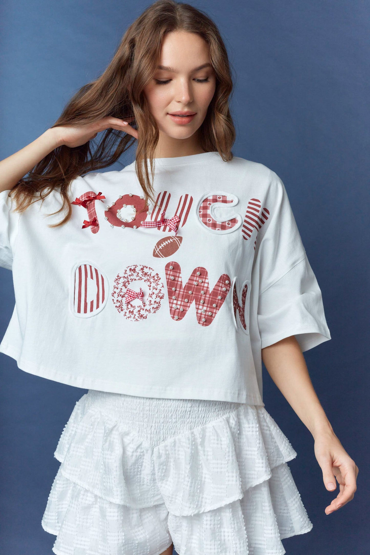 IKT39652-05 Touchdown Oversized Cropped Tee