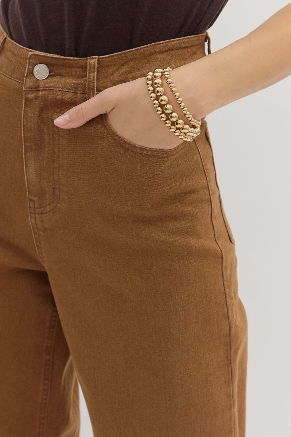 P26396 Floral Embroidered Border Hem Pants