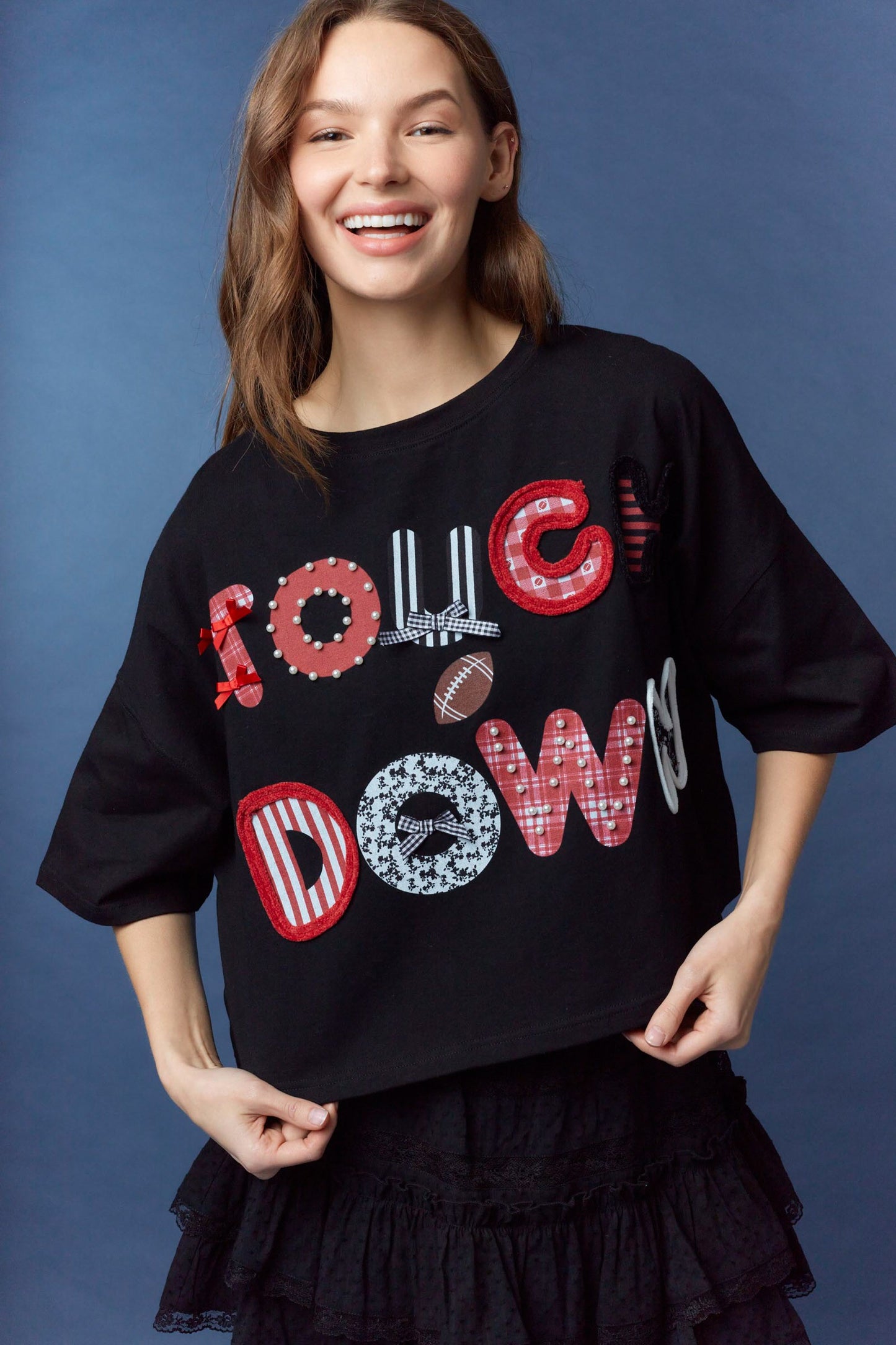 IKT39652-05 Touchdown Oversized Cropped Tee