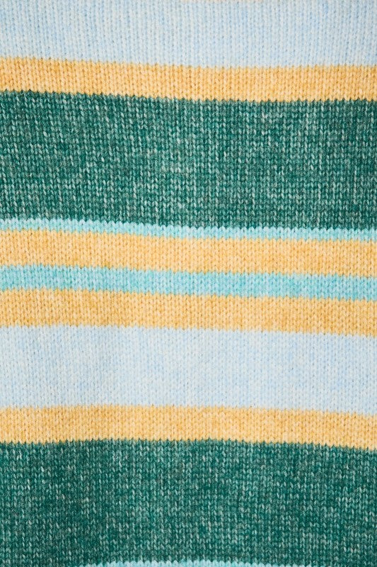 IWJ6899 Striped Button Front Sweater Cardigan