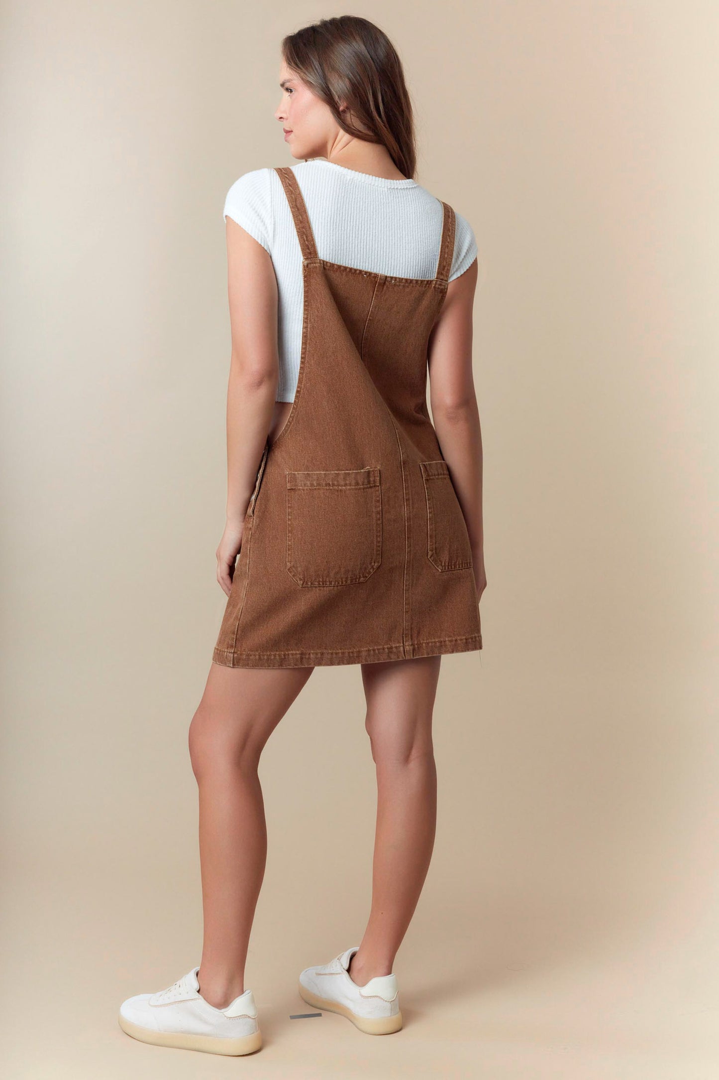 IFD65391-01 Ribbon Front Overall Dress