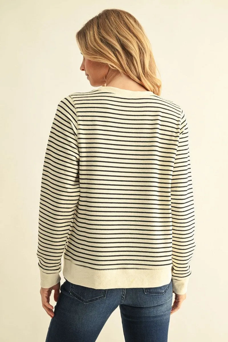 G16178 Textured Stripe Fabric Sweatshirt