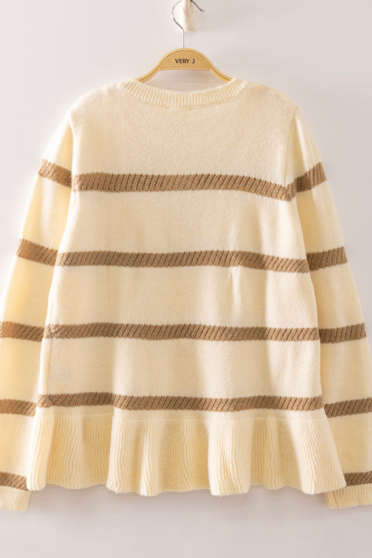 12W3687N Ruffle Hem Detail Sweater