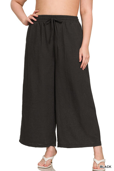 QP-7164X5 Curvy Woven Cropped Pants