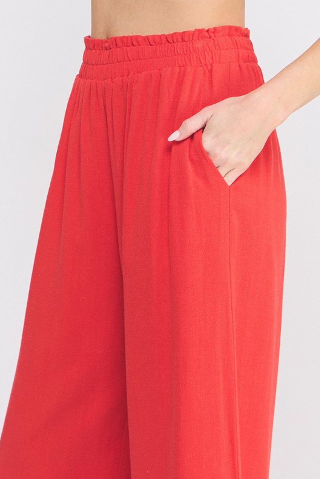 AP9007 Ruffle Hem Linen Pants